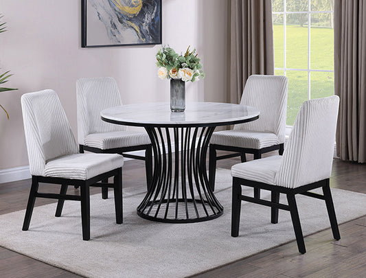 Harley Faux Marble Round Table Set 5 pc