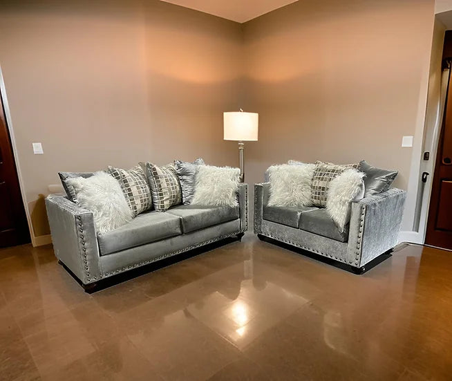 Silver Sofa and Love seat