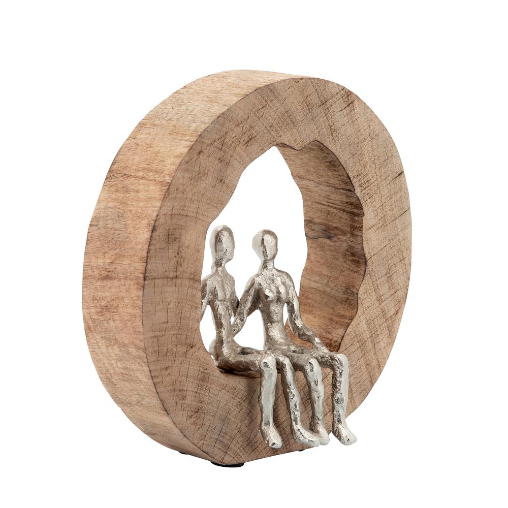 Aluminum Couple in Mango Wood Silver/Brown Sculpture