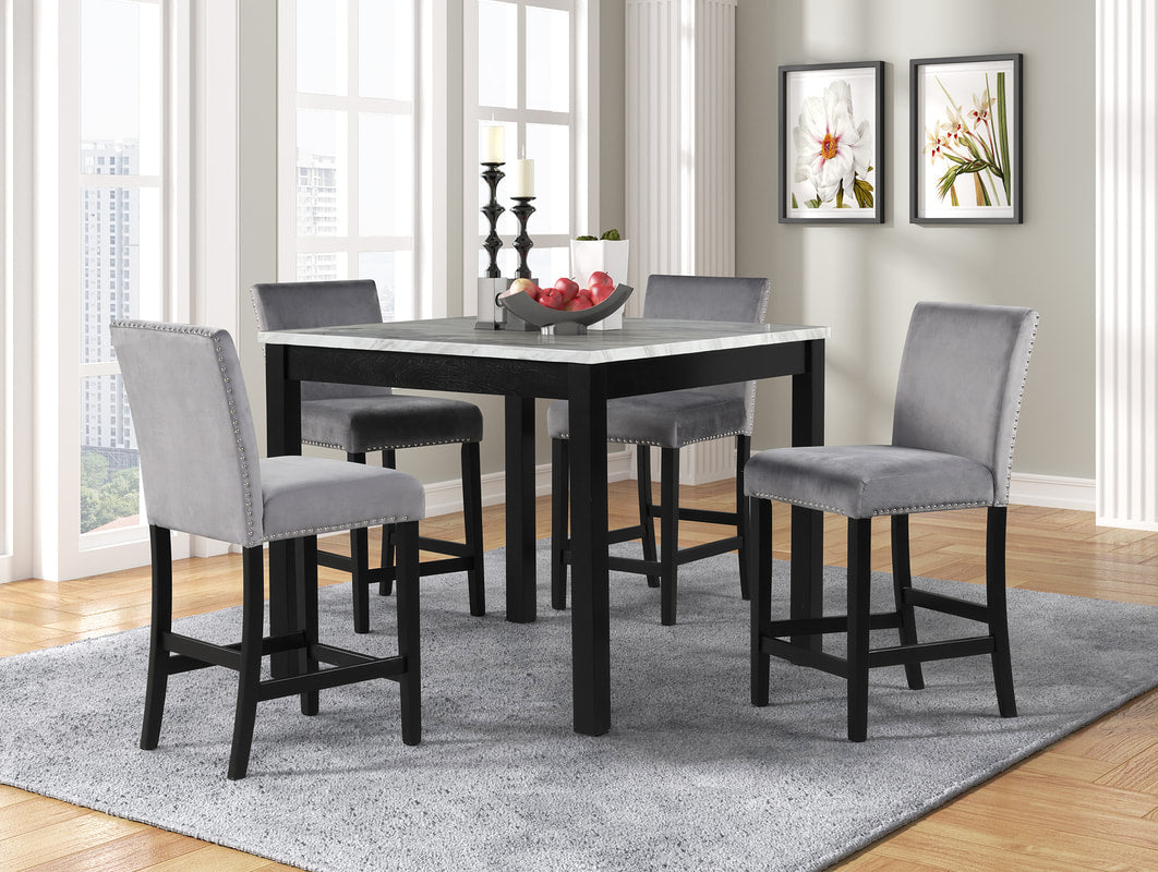 Dior Black Pub Table and 4 Chair Set