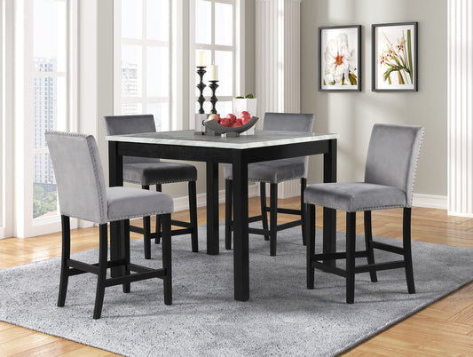 Dior Black Pub Table and 4 Chair Set