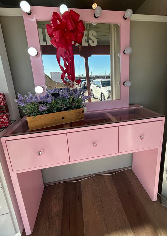 Pink Vanity 3 Drawers